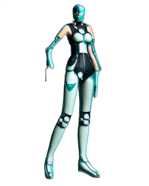robot, staff, concept art, 3d render transparent PNG cut-out