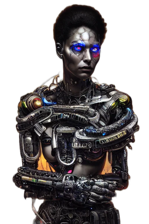 robot, face, jewelry, cyberpunk transparent PNG cut-out