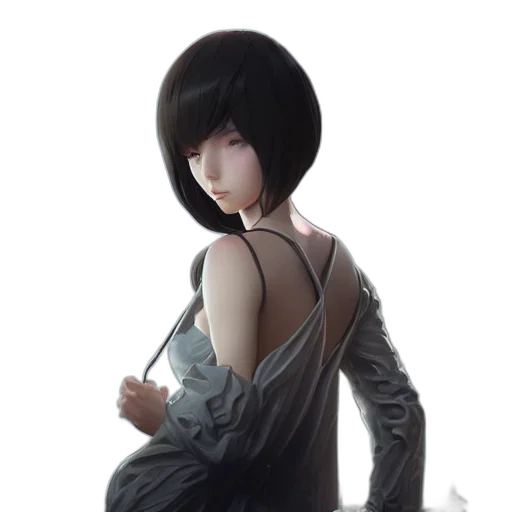 dress, jacket, robot, hair transparent PNG cut-out