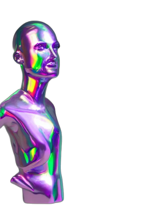 robot, face, vaporwave, 3d render transparent PNG cut-out