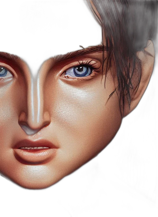 face, mask, hair, photorealistic transparent PNG cut-out
