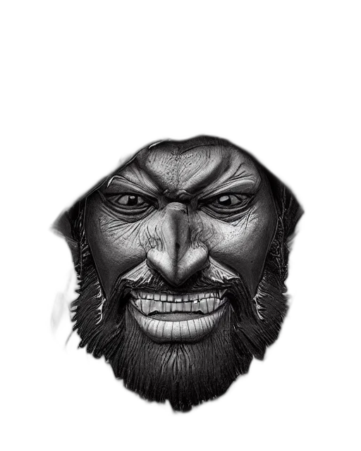 face, mask, creature, pencil sketch transparent PNG cut-out
