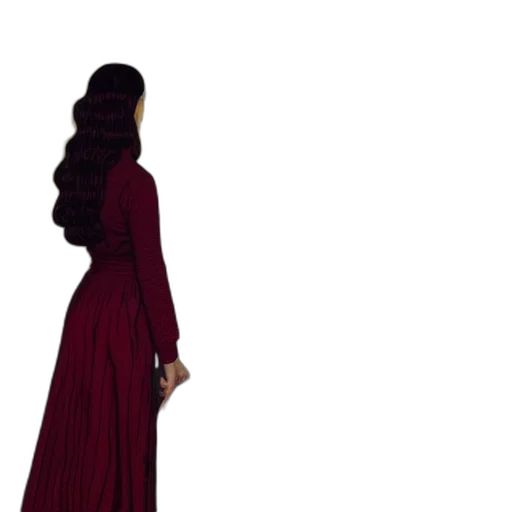 dress, hair, crown, staff transparent PNG cut-out