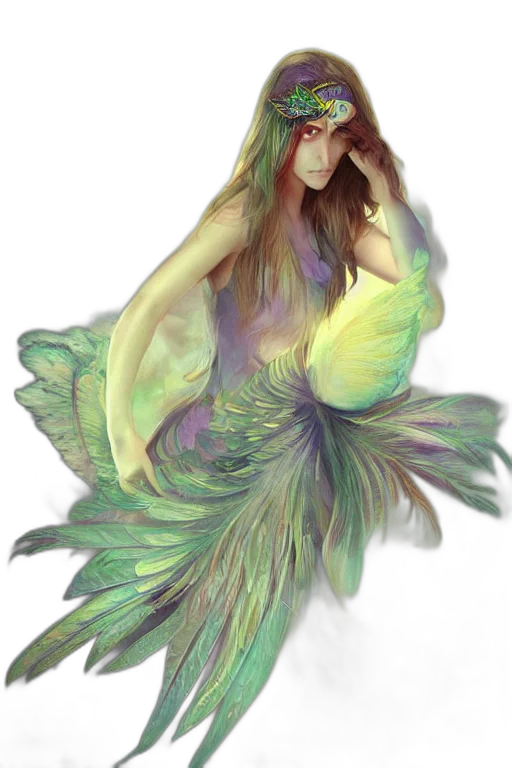 creature, dress, fantasy art, watercolor transparent PNG cut-out