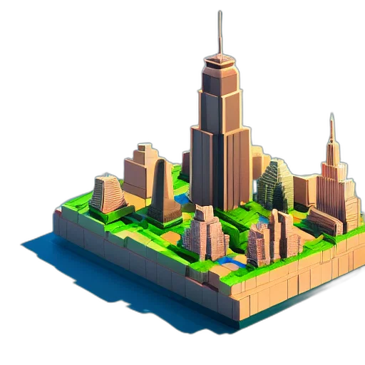 building, 3d render, concept art, pixel art transparent PNG cut-out