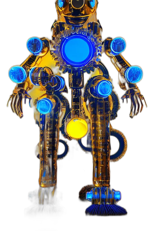robot, jewelry, crown, staff transparent PNG cut-out