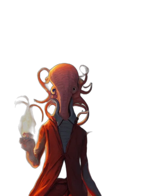staff, creature, dress, hair transparent PNG cut-out