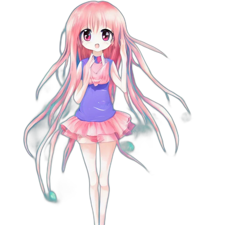 dress, creature, staff, hair transparent PNG cut-out