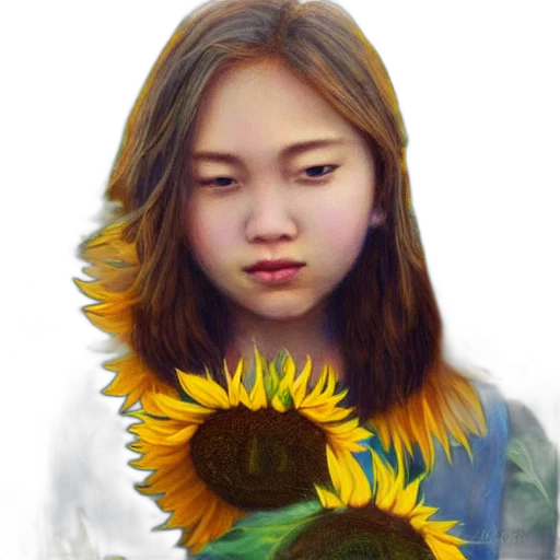 face, flower, mask, oil painting transparent PNG cut-out