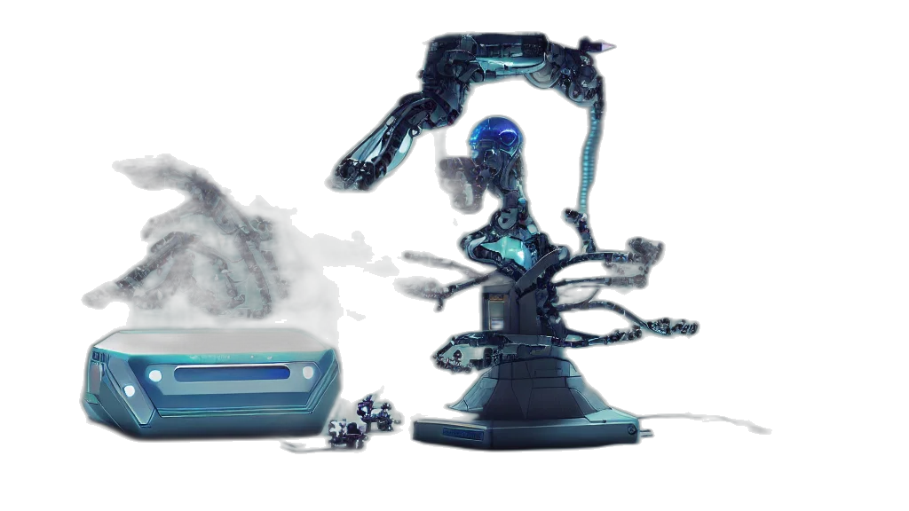 robot, concept art, cyberpunk, 3d render transparent PNG cut-out