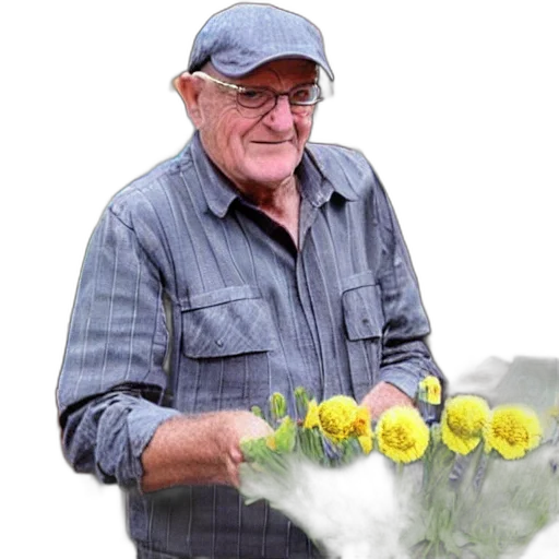 staff, flower, hat, face transparent PNG cut-out