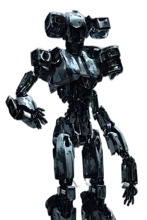 robot, weapon, concept art, 3d render transparent PNG cut-out