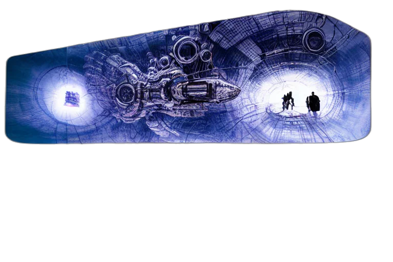 concept art, cyberpunk, outer space, megalophobia transparent PNG cut-out