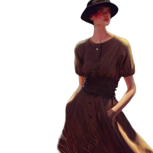 dress, hat, staff, concept art transparent PNG cut-out