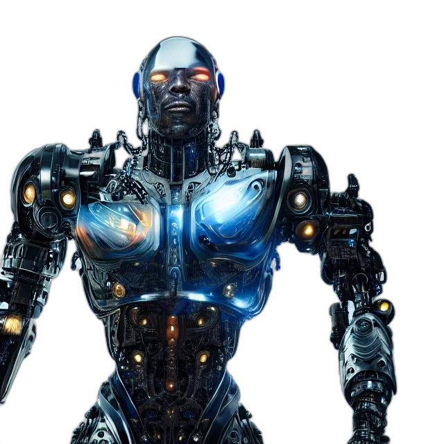 robot, concept art, 3d render, cyberpunk transparent PNG cut-out
