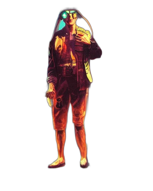 jacket, staff, mask, robot transparent PNG cut-out