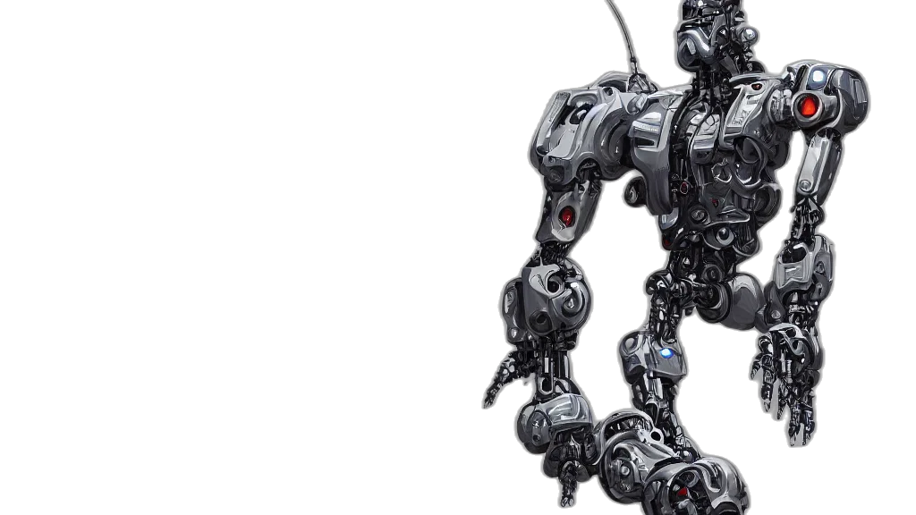 robot, weapon, cyberpunk, 3d render transparent PNG cut-out