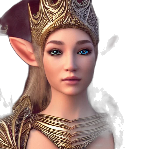 crown, face, jewelry, fantasy art transparent PNG cut-out