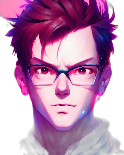 face, staff, anime, cyberpunk transparent PNG cut-out