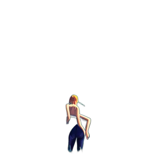 dress, hair, staff, creature transparent PNG cut-out