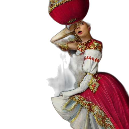 dress, hat, crown, staff transparent PNG cut-out