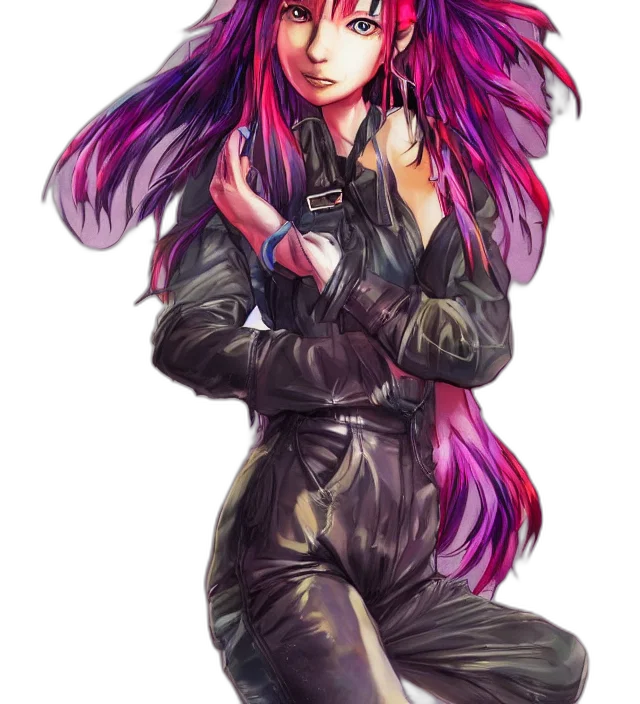 jacket, hair, cyberpunk, fantasy art transparent PNG cut-out