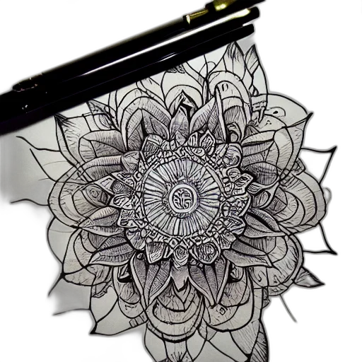 flower, crown, jewelry, pencil sketch transparent PNG cut-out