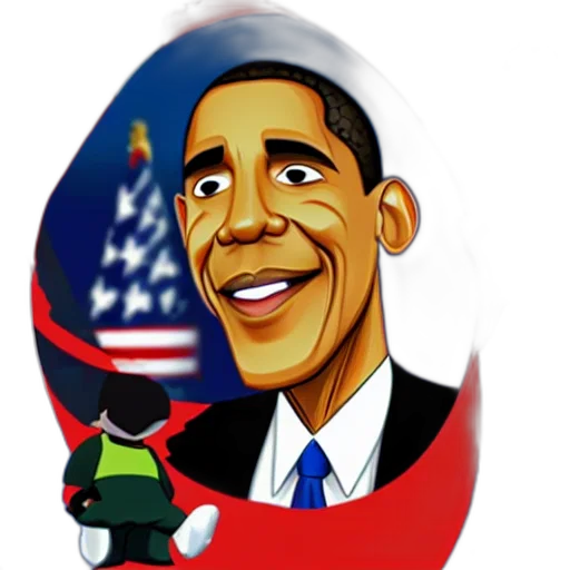 cartoon, 3d render, photorealistic, obama transparent PNG cut-out