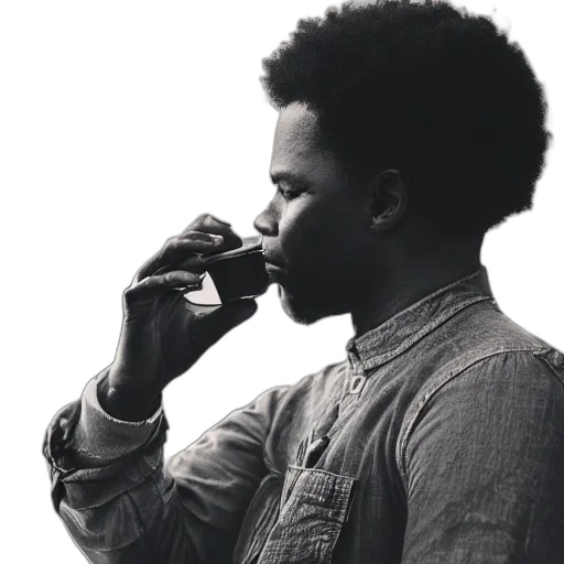 jacket, face, bottle, photorealistic transparent PNG cut-out