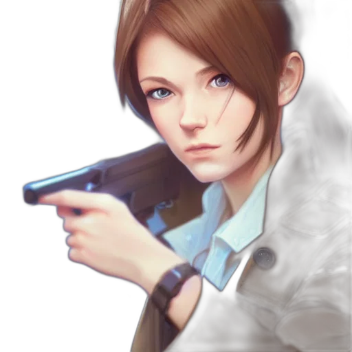 weapon, staff, face, jacket transparent PNG cut-out