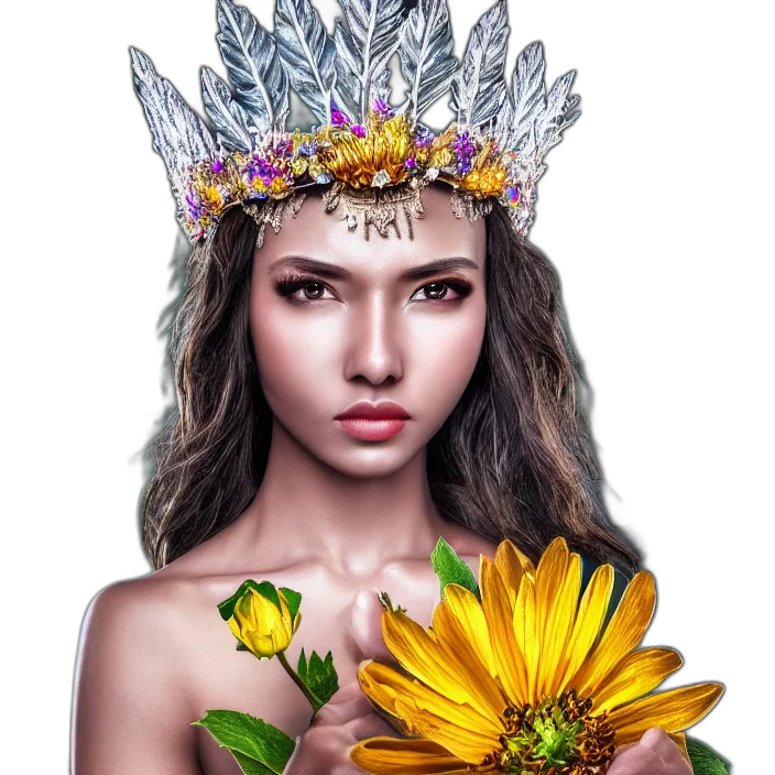 crown, jewelry, flower, face transparent PNG cut-out