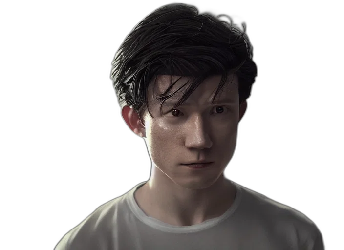 face, hair, robot, photorealistic transparent PNG cut-out