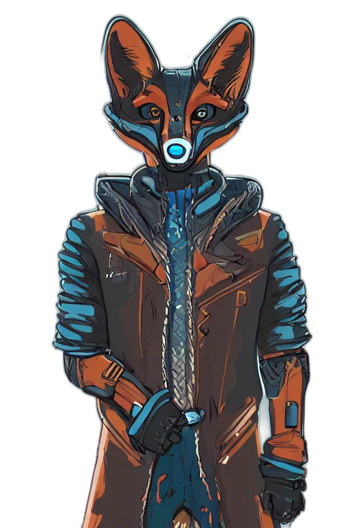 jacket, mask, staff, robot transparent PNG cut-out
