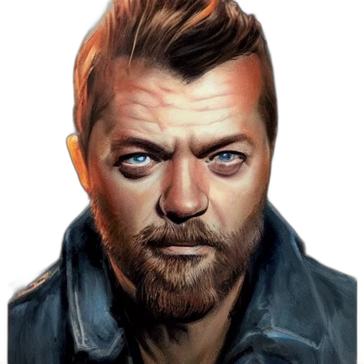 face, jacket, comic book art, photorealistic transparent PNG cut-out