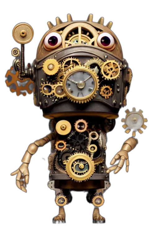 robot, staff, concept art, 3d render transparent PNG cut-out