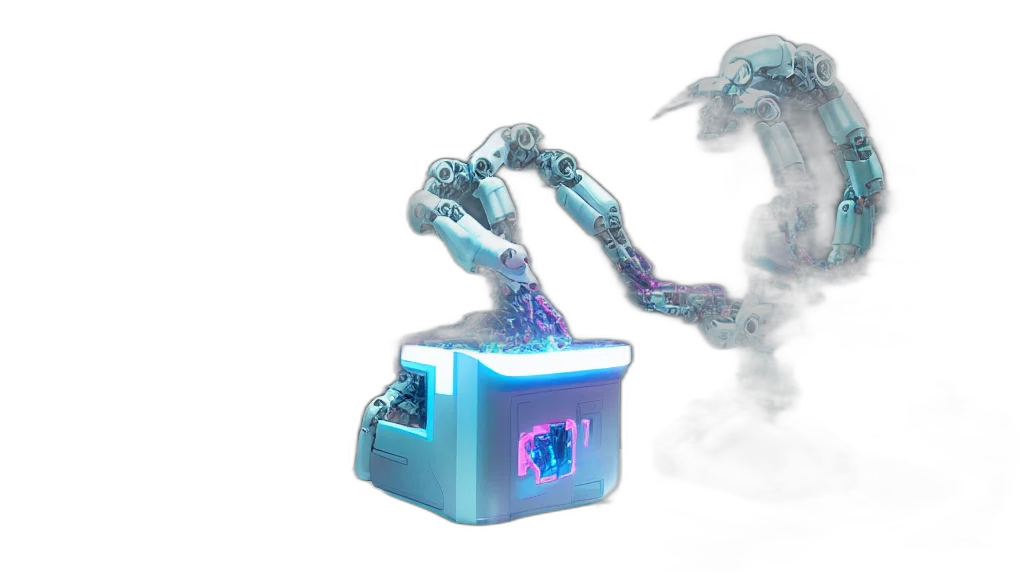 robot, concept art, cyberpunk, 3d render transparent PNG cut-out
