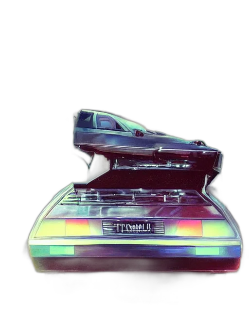car, robot, weapon, vaporwave transparent PNG cut-out