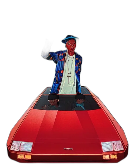 car, jacket, vaporwave, concept art transparent PNG cut-out