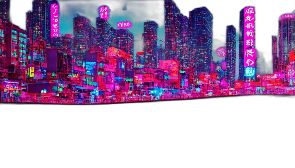 building, umbrella, cyberpunk, vaporwave transparent PNG cut-out