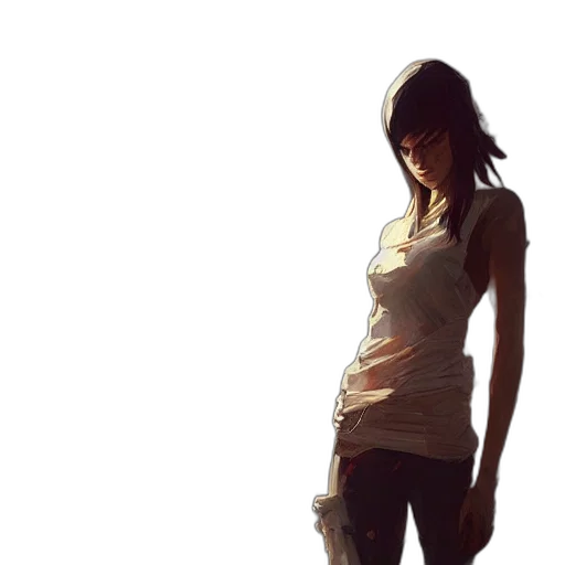 dress, jacket, face, weapon transparent PNG cut-out