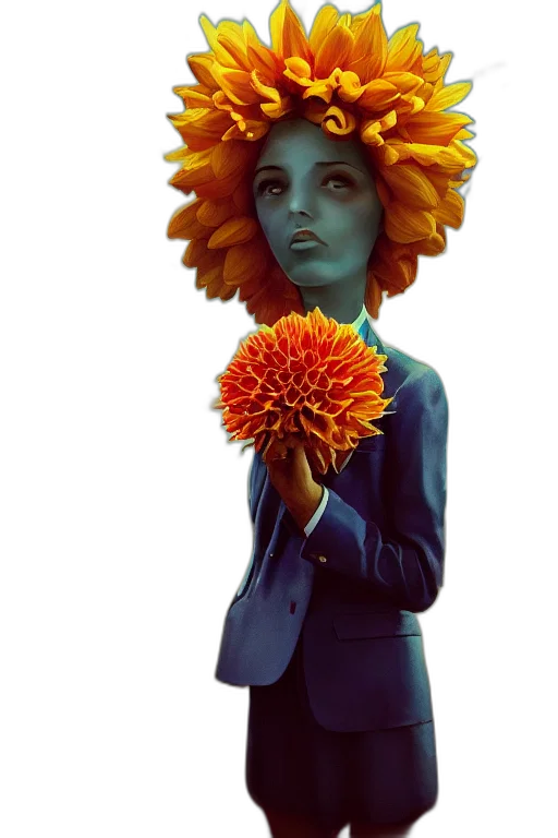 flower, staff, crown, face transparent PNG cut-out