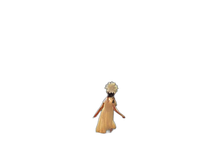 dress, hair, creature, staff transparent PNG cut-out