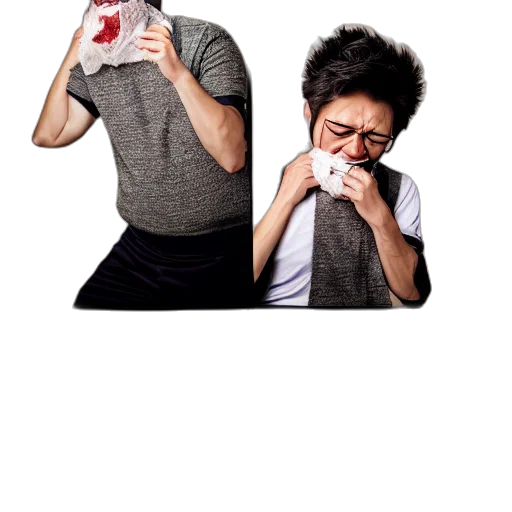 mask, concept art, portrait, sneezing transparent PNG cut-out