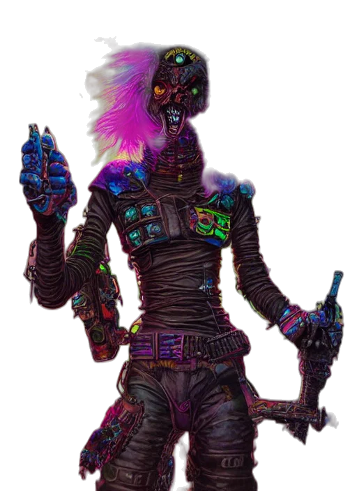 robot, staff, creature, jacket transparent PNG cut-out