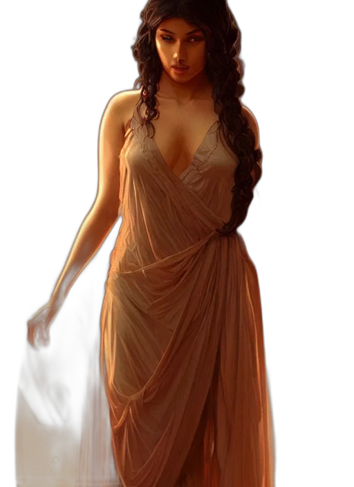 dress, staff, photorealistic, fantasy art transparent PNG cut-out