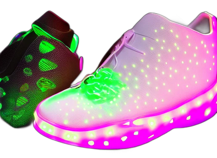 shoes, vaporwave, 3d render, cyberpunk transparent PNG cut-out