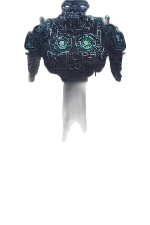 robot, mask, jacket, weapon transparent PNG cut-out
