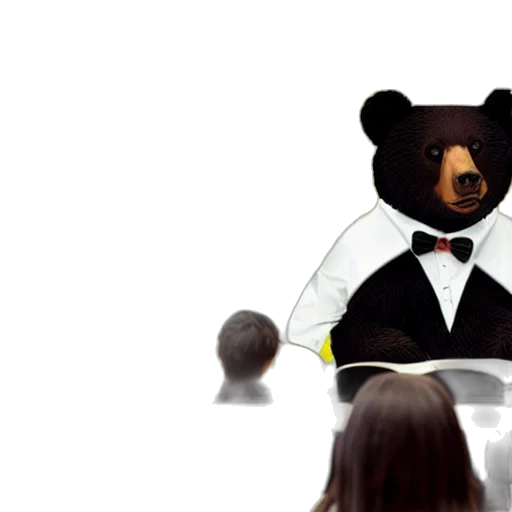 3d render, concept art, bear, wearing transparent PNG cut-out