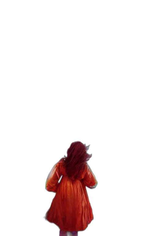 dress, jacket, staff, hair transparent PNG cut-out