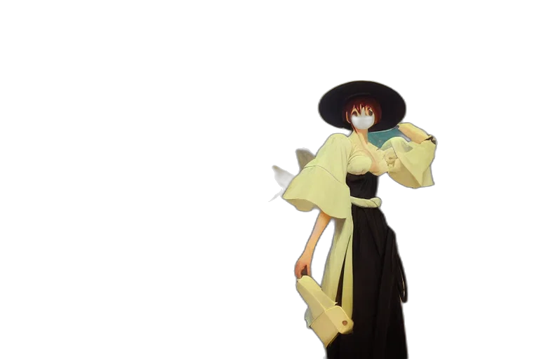dress, hat, jacket, staff transparent PNG cut-out